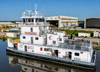 Canal Barge Company's MV Mimsy H Lindner powered by twin Mitsubishi S12R Tier 4 engines, each rated at 1260HP @ 1600RPM