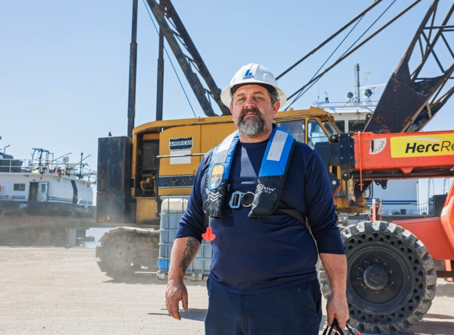 Laborde technician at shipyard supporting offshore vessel engine installations and repairs